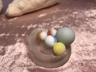 Beach Sea Glass Bottle Bottom With Loads Opaque Marbles Vintage Set 2
