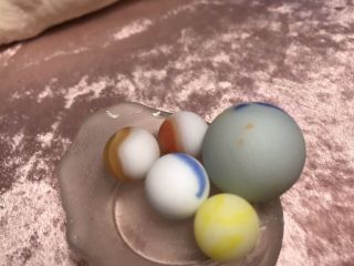 Beach Sea Glass Bottle Bottom With Loads Opaque Marbles Vintage Set 3