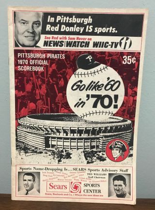 Vintage 1970 Pittsburgh Pirates Scorebook / Program Baseball Roberto Clemente