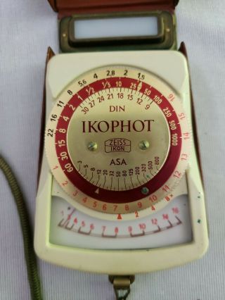 Vintage Zeiss Ikon Ikophot Hand Held Camera Light Meter in Case with Chain 2