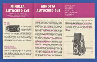Vintage MINOLTA Autocord & Autocord Cds Camera Brochures - 3