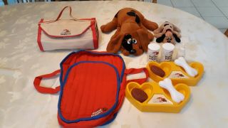 2 Vintage Tonka 1980s Pound Puppies With Newborns Carry Case,  Backpack & Access.