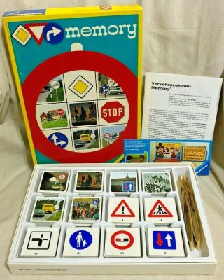 Vintage Traffic Signs Memory Game Ravensburger 1971 Complete