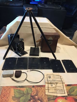 Vintage Zeiss Ikon Folding Camera,  With Tripod And Other Equipment
