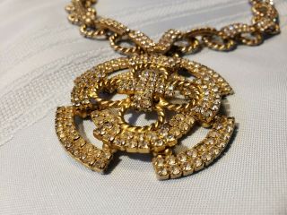 Vintage Hobe Fashion Statment Rhinestone Necklace Shiny Design Jewelry Signed