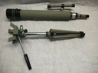 Vintage Made In Japan Green Spotting Scope Military Telescope 20x 60 Zoom Tripod