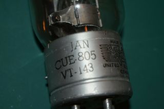 JAN CUE 805 United Audio Transmitter Receiver Vacuum Tube 2