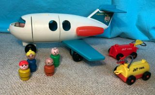 Vintage Fisher Price Little People Airplane Jet Plane Pilot,  4 People Jet Fuel
