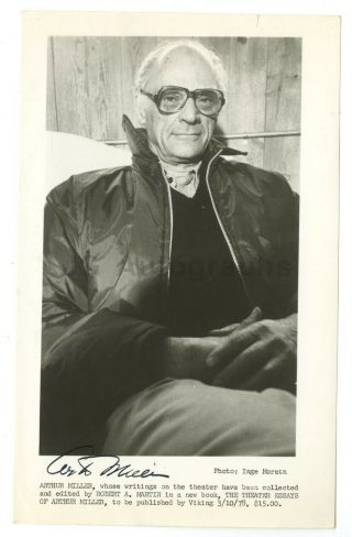 Arthur Miller - American Playwright - Autographed Vintage Promotional Photograph