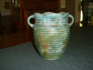 Vintage Burley Winter Pottery Burgundy/blue Ripple Top 3f Vase