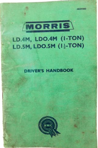 . Vintage Morris Van Drivers Handbook.  Ld.  4m Ldo.  4m Ld.  5m Ldo.  5m.
