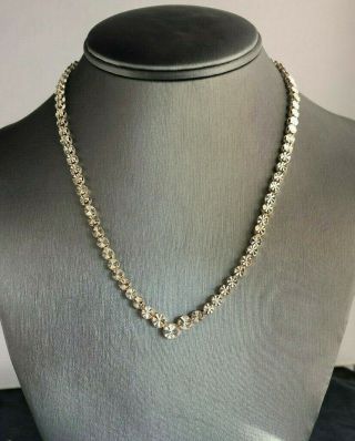 Vintage Sterling Silver Diamond Cut Necklace By Beverly Hills Silver 17.  5 Inches
