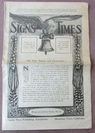 Vtg 1912 Signs Of The Times 7th Day Adventist Religious Liberty Christianity
