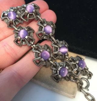 Vintage Jewellery Scottish Design Link Bracelet With Moonstone Cabochons