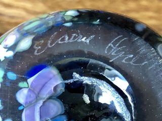 Vintage HAND Made BLOWN ART GLASS IRIDESCENT Loetz Gold VASE Signed ELAINE HYDE 8
