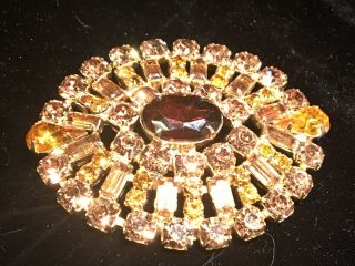 Shimmering 1960’s Vintage Amber Colored Rhinesone Brooch