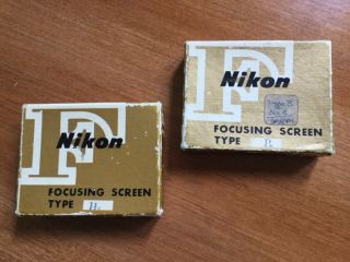 Vintage Nikon F Slr Camera Focusing Screens,  Type B And Type H2,