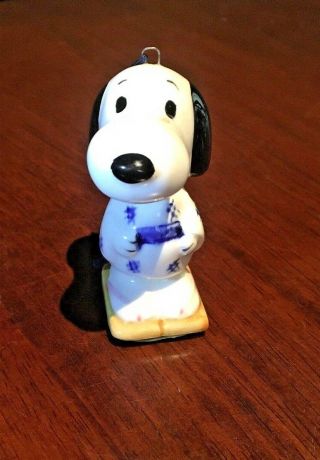 Vintage Peanuts Snoopy In Kimono Ceramic Christmas Ornament