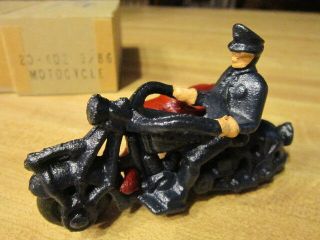 Vintage Cast Iron Motorcycle Toy With Rider And Sidecar