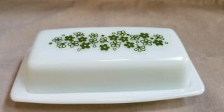 Vintage Corelle Pyrex Spring Blossom Crazy Daisy Butter Dish Vgc Usa Green White