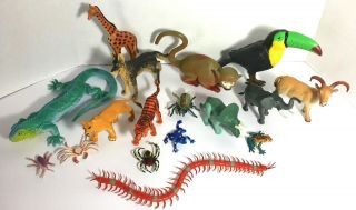 Vtg 17 Imperial Toy 1974 - 98 Insect Bird Dog Jungle Dino Spider Rubber Plastic