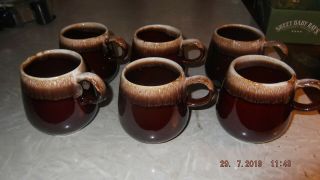 6 Mccoy Coffee Cups 7025 Brown Drip Vintage Art Pottery