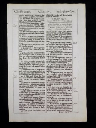 1611 KING JAMES BIBLE LEAF PAGE BOOK OF LUKE TITLE PAGE NEAR FINE 2
