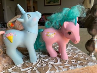 Mlp G1 Vintage Hasbro Sundae Best Ponies - Banana Surprise And Coco Berry