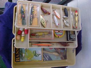 Vintage My Buddy Tackle Box Full Of Old Lures Smithwick Heddon More