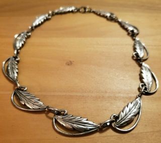Danecraft Sterling Silver Leaf Choker Necklace Vintage 15.  5 " 28g Pat Pend