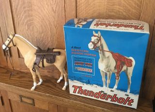 Vintage 1965 Marx Johnny West Thunderbolt Horse And Accessories
