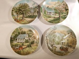 Vintage Currier And Ives,  Four Seasons 6 1/2 " Plates,  Set Of 4