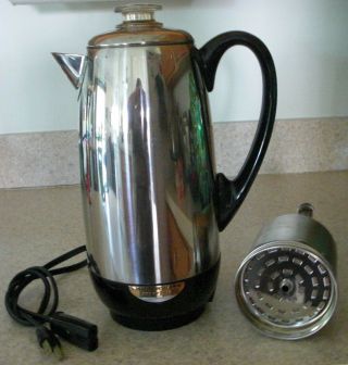 Vntg Farberware Percolator 2 - 12 Cup Superfast Electrc Coffee Maker Pot Stainles