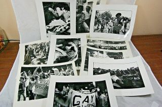 11 VINTAGE BLACK AND WHITE 8 x 10 PHOTOS,  NYC,  GAY PRIDE DEMONSTRATION c.  1970 2
