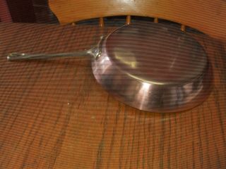 Vintage French Copper Cuisine Kitchen Tossing Frying Pan Lined Brass Handle