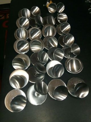 30 Vtg.  Mid Century Round Concave Brushed Steel Cabinet Drawer Pulls Knobs 2 "