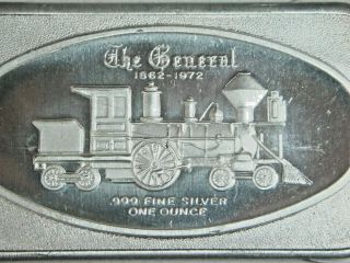 1 Oz.  999 Vintage Silver Bar - 1970s The General Locomotive Train Fine
