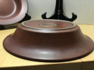 2 Vintage Heath Ceramic Pottery Red Brown Sandstone Soup Plates / Bowles 3