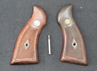 Vintage S&w Smith Wesson K Frame Square Butt Diamond Wooden Revolver Grips