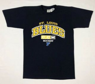 Vtg Ccm St Louis Blues Mens S/s T - Shirt Sz Medium Dark Blue Nhl Hockey A5