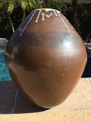 Fat Lava Drip Glaze Studio Art Pottery Vase Large Vintage 16.  5 