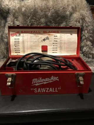Vintage Milwaukee Sawzall Tool 6510 Reciprocating Saw Two Speed Metal Case Box