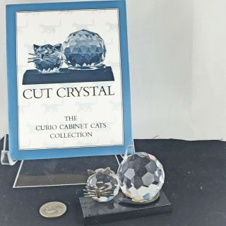 Vintage Cut Crystal Franklin Curio Cabinet Cat From Estate