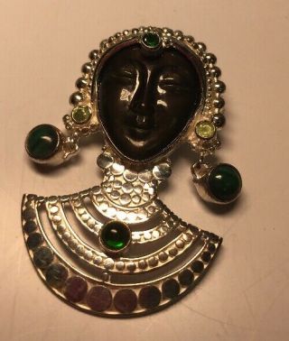 Vintage Signed Sajen Sterling Silver 925 Goddess Pin Pendant Brooch