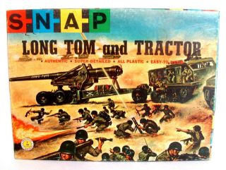 Vintage Snap Plastic Military Long Tom Cannon And Tractor Model Kit Never Built