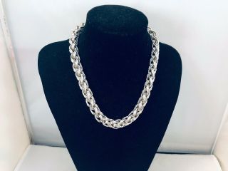 Vtg.  Monet Textured Silver Tone Chunky Chain Heavy Necklace