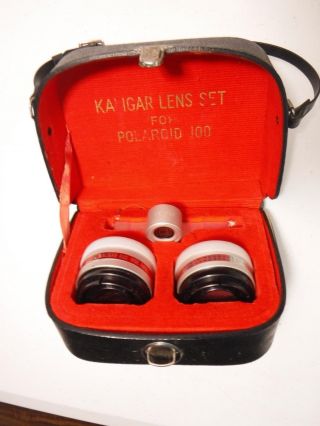 Vintage Kaligar Telephoto Wide Angle Auxilary Lens Set For Polaroid 100 In Case