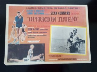 Vintage 1965 Thunderball James Bond 007 Mexican Lobby Card Vhtf