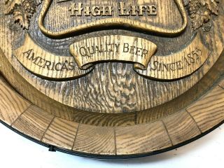 Vintage Miller High Life It ' s Miller Time Sign Beer Advertising Wooden Barrel 2