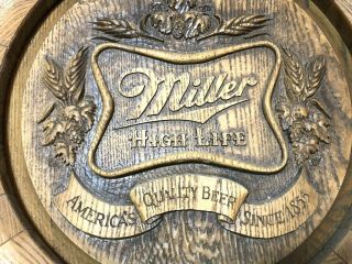 Vintage Miller High Life It ' s Miller Time Sign Beer Advertising Wooden Barrel 3
